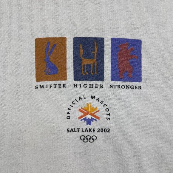 Vintage 2002 Salt Lake City Olympics Adult L Double Sided T-Shirt Tee Distressed - Picture 2 of 13